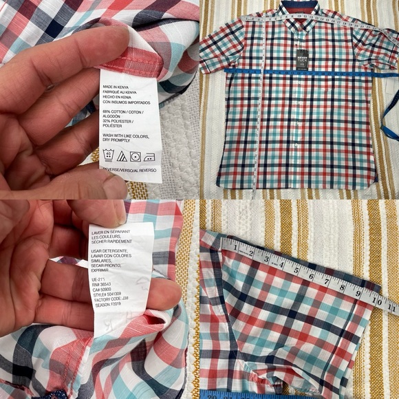 Van Heusen Classic Fit Short Sleeve Button Up Red Plaid/Checkered Men's Size XL - Picture 16 of 16